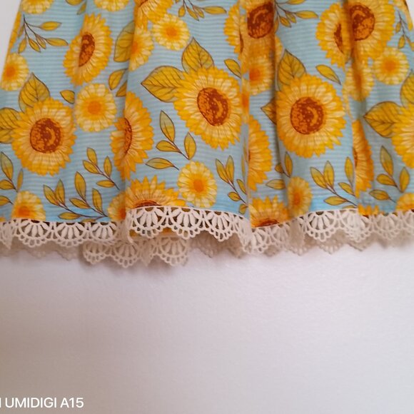 Cynthia Rowley Girls Dress, Sunflower Print with Lace Trim, Sz. 5 NWT - Picture 3 of 10